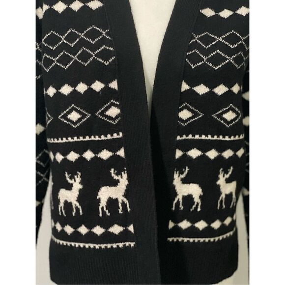 Loft NWT Reindeer black ivory cozy plush sweater S - Picture 5 of 5